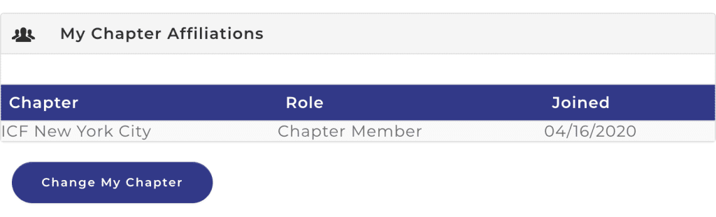 Here's where you select your chapter affiliation.